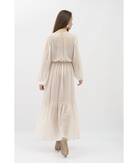 Сукня з прозорого шифону світло бежевого кольору Ініко