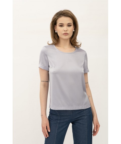Блуза - футболка шовкова в білизняному стилі сірого кольору Ламін 202