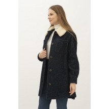 Коротке жіноче пальто з вовною синє Париж 5