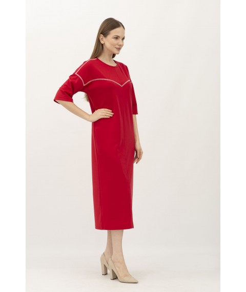 Червона  жіноча сукня прямого крою зі спущеним рукавом Абені 04