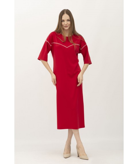 Червона  жіноча сукня прямого крою зі спущеним рукавом Абені 04