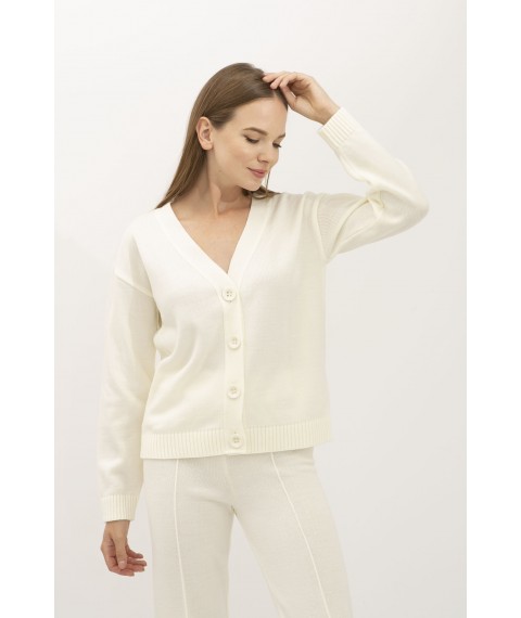 Кардиган трикотажний з вовною молочний 23227001