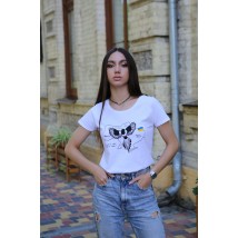 Футболка біла з авторським малюнком Футболка з сорокою