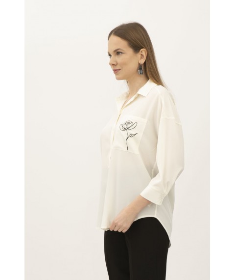 Молочна блуза вільного силуету з рукавами 3/4 Фаріс 501