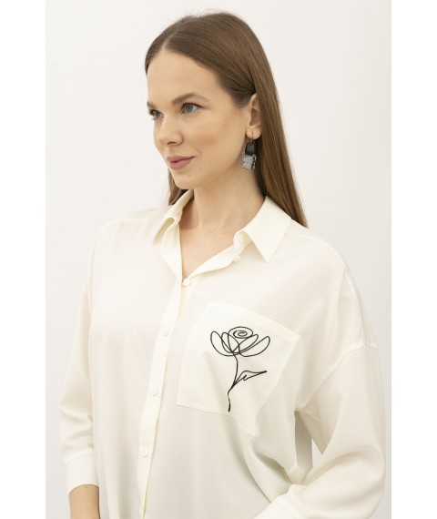 Молочна блуза вільного силуету з рукавами 3/4 Фаріс 501