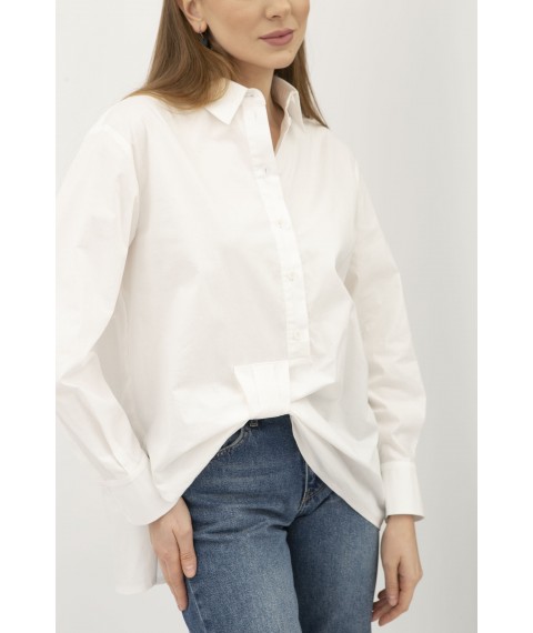Жіноча біла блуза із бавовни сорочкового крою Фаіне