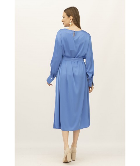 Блакитна сукня -міді з сатину фасону - трапеція Влорія