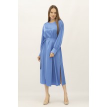 Блакитна сукня -міді з сатину фасону - трапеція Влорія