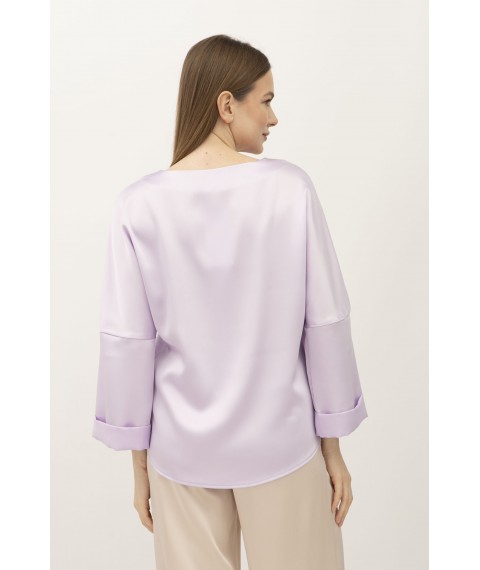 Жіноча блуза бузкового кольору вільного силуету з сатину Нісса 05