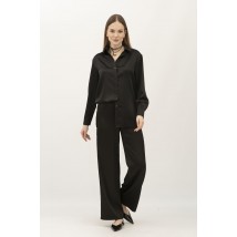 Костюм з сатину блуза та штани чорного кольору Маніла 01