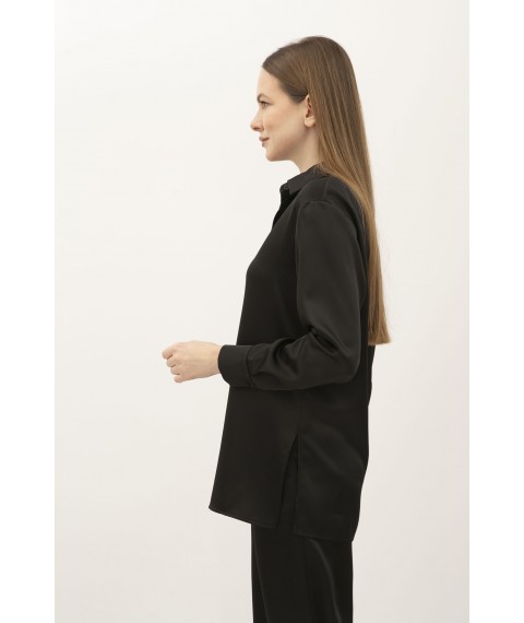 Костюм з сатину блуза та штани чорного кольору Маніла 01