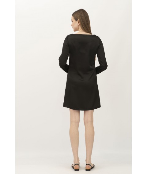 Чорна жіноча сукня міні з сатину в білизняному стилі Лелі 03