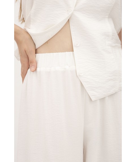 Літні жіночі брюки вільного силуету молочні Ілет