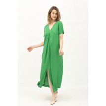 Лляна сукня міді зелена з коротким рукавом Ожель