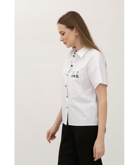 Бавовняна біла блуза з коротким рукавом Трікет