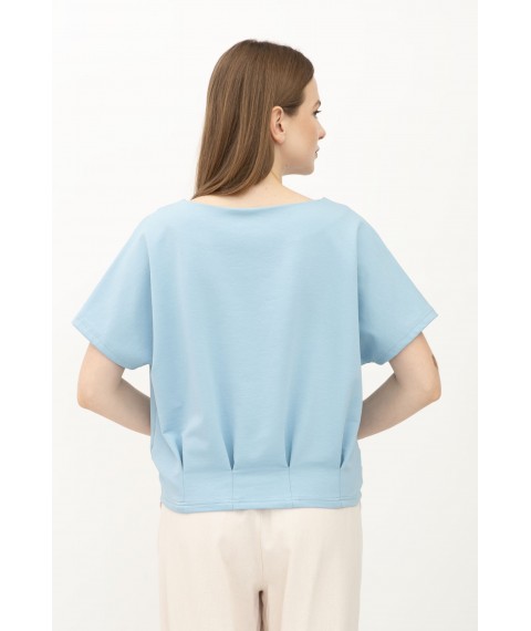 Блакитна трикотажна блуза вільного силуету Фіанет 02
