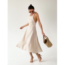 Льняное платье с открытой спинкой (052)