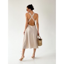 Linen dress with open back (052)