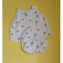 Set Mike and bloomers muslin - cherries on white (production time 3-5 working days) - 56