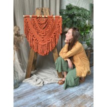 Terracotta wall panel in the macrame technique