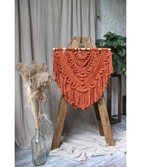 Terracotta wall panel in the macrame technique