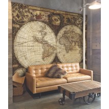 Embossed 3D world map from the time of Columbus 190 cm x 150 cm