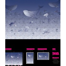 Panel for children's room design 3D marine life of animals Sea Life 155 cm x 250 cm