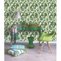 Дизайнерское панно в комнату отдыха, приемную Green Leaves Dimense print 250 см х 155 см