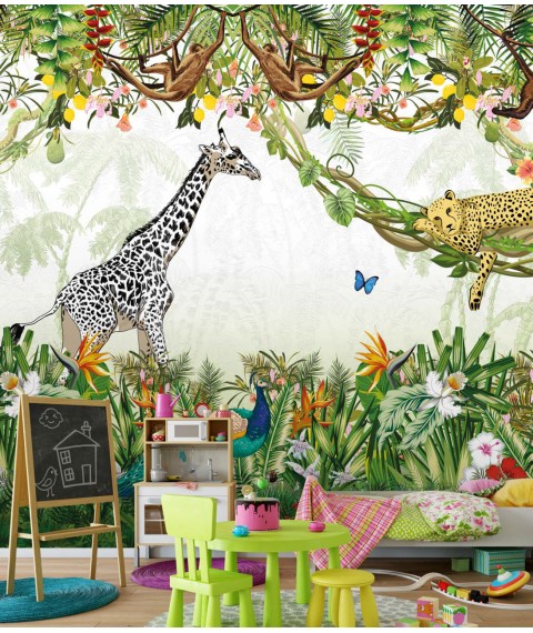 Designtafel im Kinderzimmer Dschungel 459 cm x 280 cm
