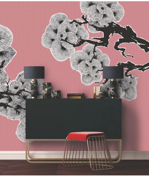 Art wallpaper designer in the guest room pine noisy Pine Trees 310 cm x 280 cm Line