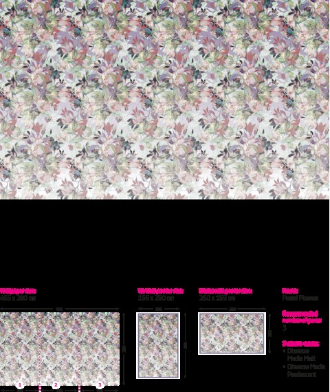 Designer wallpaper in the bedroom photo Flowers retro style Pastel flowers in Retro style 155 cm x 250 cm