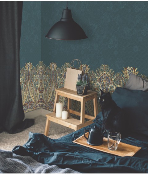 Vliestapete an der Wand im Schlafzimmer Designer Cashmere Cashmere 250 cm x 155 cm