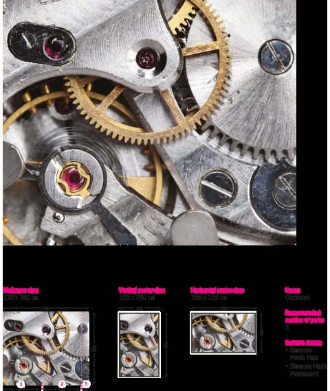 Фотообои на стену в стиле хай-тек loft Часовой механизм Clockwork 250 см х 155 см