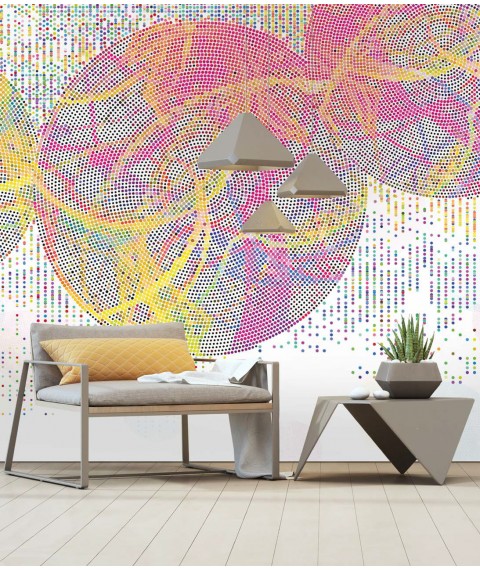 Fotogitter im Stil avantgardistischer Designer Strukturfarbpunkte Color Dots 150 cm x 150 cm