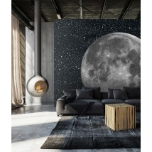 5D Обои Full Moon Луна в космосе стиль футуризм дизайнерские для дома, офиса 400 см х 280 см