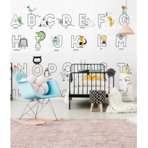 Designer photo wallpaper for the nursery Animals Alphabet Animal ABC 306 cm x 280 cm Shell