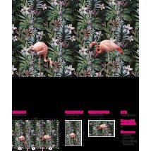 Структурные фотообои 3D в детскую комнату Джунгли Фламинго Jungle Flamingo 310 см х 280 см