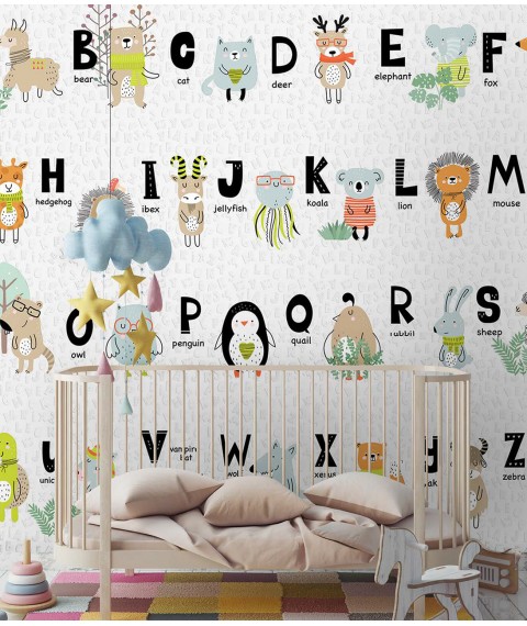 Tapete Foto mit 3D Kinder Alphabet Funky ABC 306 cm x 280 cm Leder