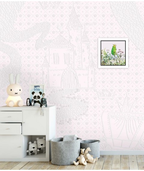 Embossed non-woven wallpaper in the nursery for a girl Princess Frog Princess and Frog 306 cm x 280 cm