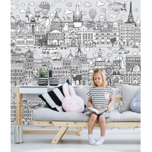 Children's wallpaper in the room City of children Kid City 306 cm x 280 cm