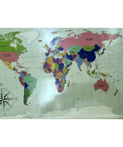 Photo wallpaper world map in the office, office on the wall 310 cm x 280 cm