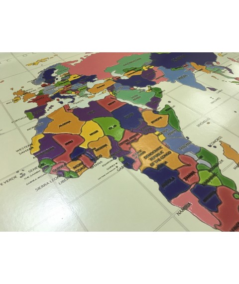 Wallpaper map of the world with 3D and relief in the office, office on the wall 465 cm x 280 cm