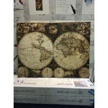 Embossed 3D world map from the time of Columbus 190 cm x 150 cm