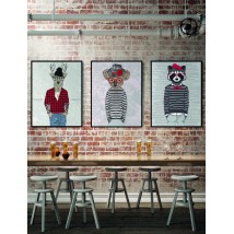 Painting on canvas by numbers №1 poster mural design Racoon Racoon Three friends 70 cm x 90 cm