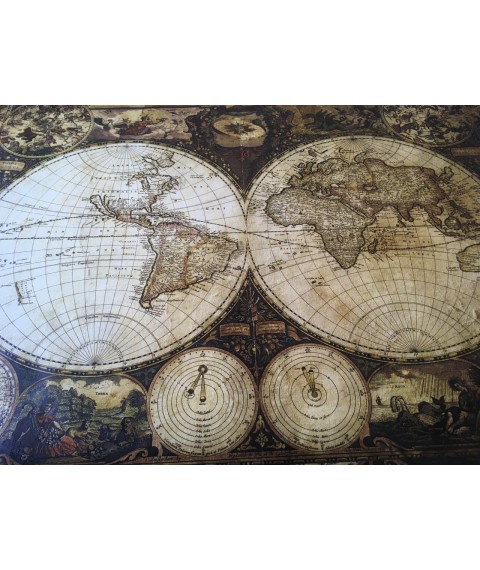 Sale Markdown Discount World map leather world map Old map look leather 150 cm x 116 cm