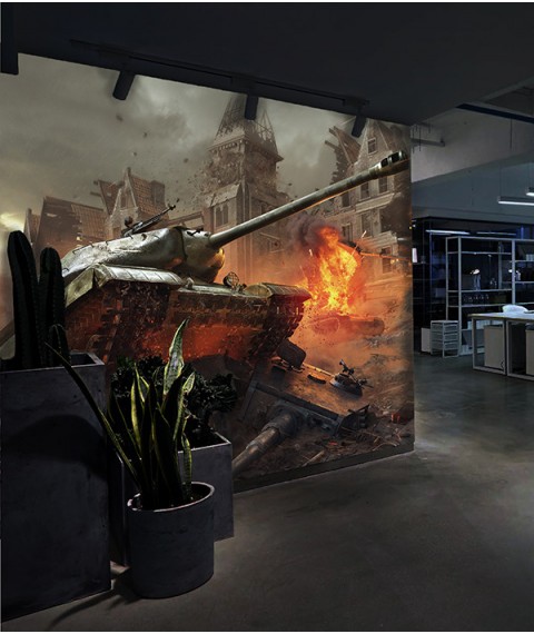 Премиум панно геймеру дизайнерское Танки онлайн World of Tanks WoT вот Blitz 140 см х 140 см