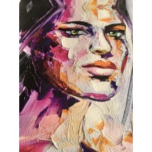 Картины маслом на холсте портрет молодой девушки рисунок печать по номерам №8 панно дизайнерское 50 см х 60 см