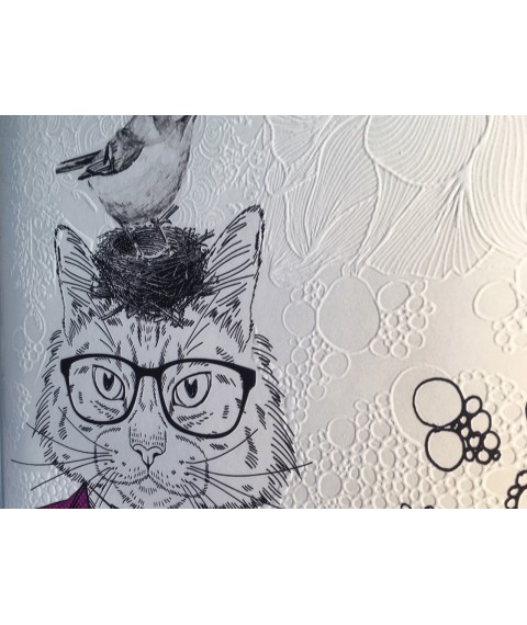 Картина холст печать рисунок печать по номерам №12 панно дизайнерское Чеширский Кот в шляпе 50 см х 50 см