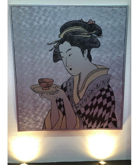 Печать картин холст портрет японской девушки (чайная церемония) рисунок по номерам№14 90 см х 100 см