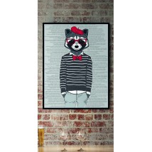 Painting on canvas by numbers №1 poster mural design Racoon Racoon Three friends 70 cm x 90 cm